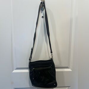 Kate Landry Black Leather Crossbody Bag